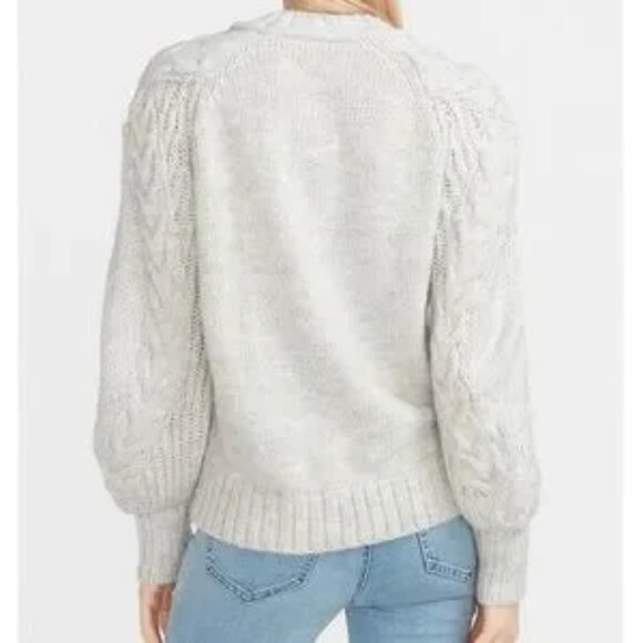 NEW Express Chunky Cable Knit Balloon Long Sleeve Crew Neck Pull Over Sweater XS - Picture 2 of 3